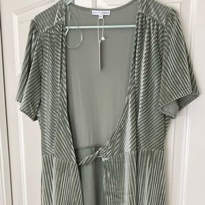 Baltic Born Andi Ribbed Velvet Wrap Dress Sage